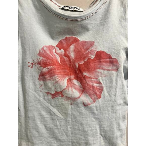 Princess Polly Hibiscus Baby Tee in Blue Women's sz. 2 - Picture 5 of 7